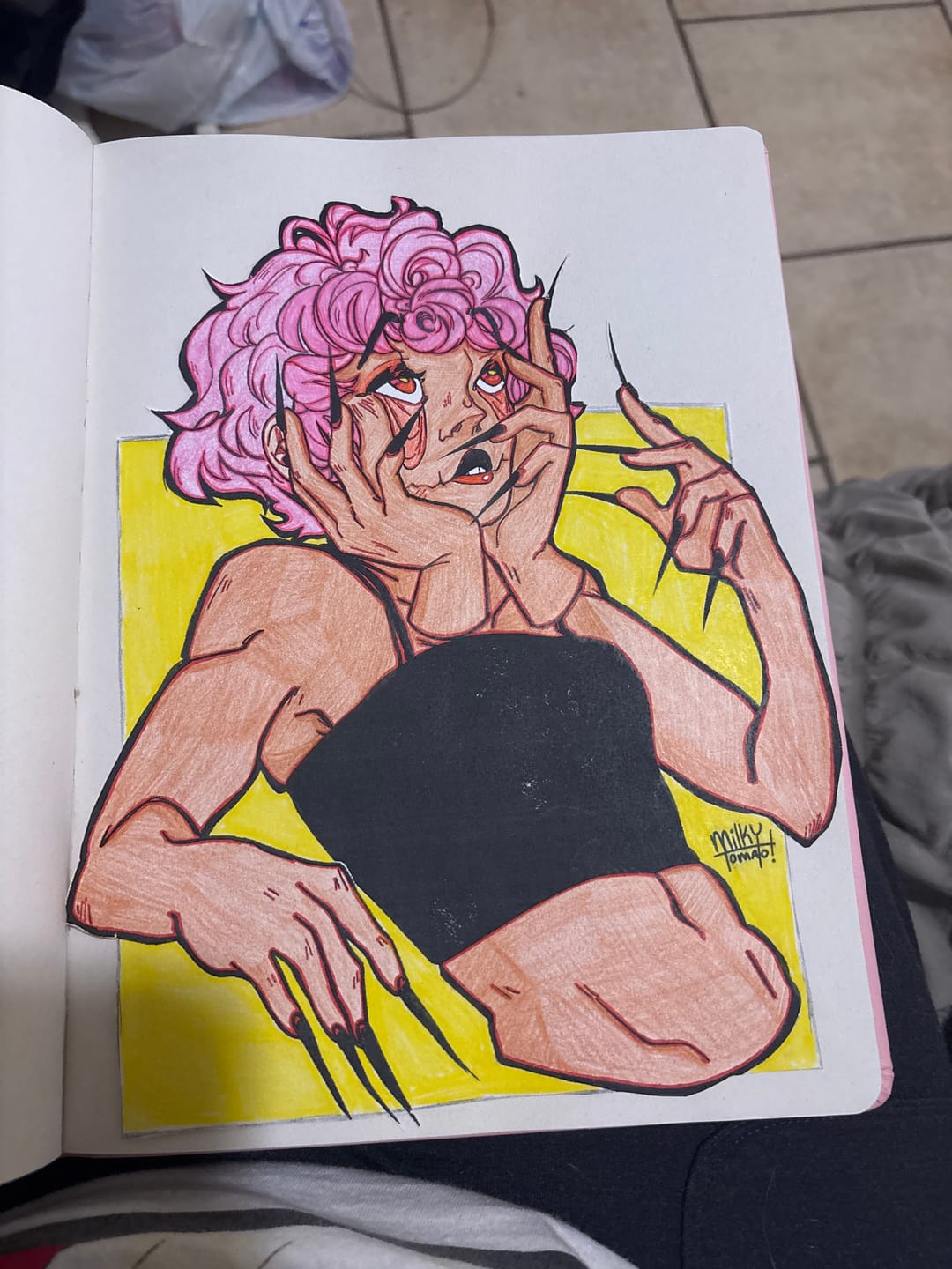 Customer photo review of Droopy Eye Girl Coloring Page PDF