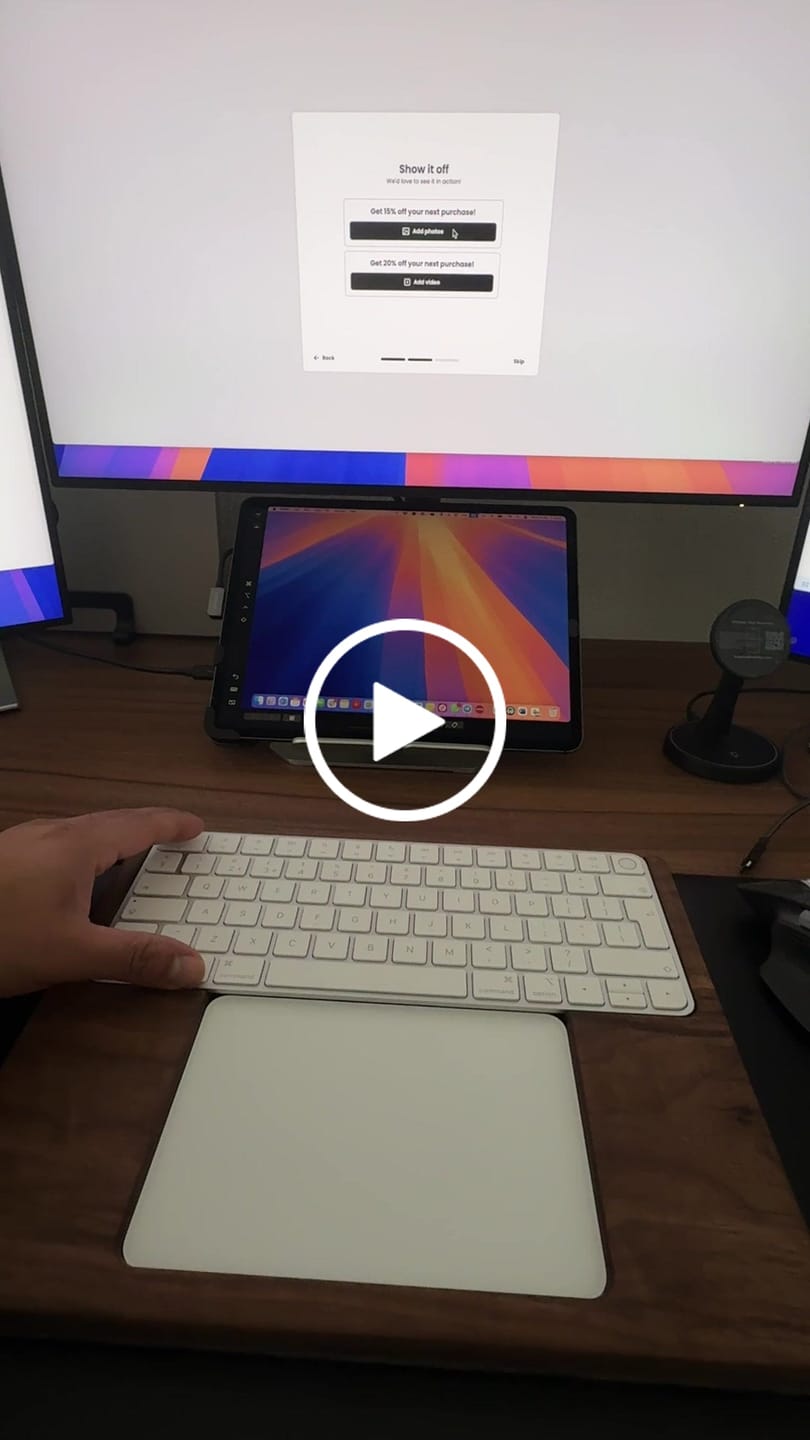 Customer video review of Apple Magic Keyboard Tray Walnut (Aluminium Base Plate + Felt)
