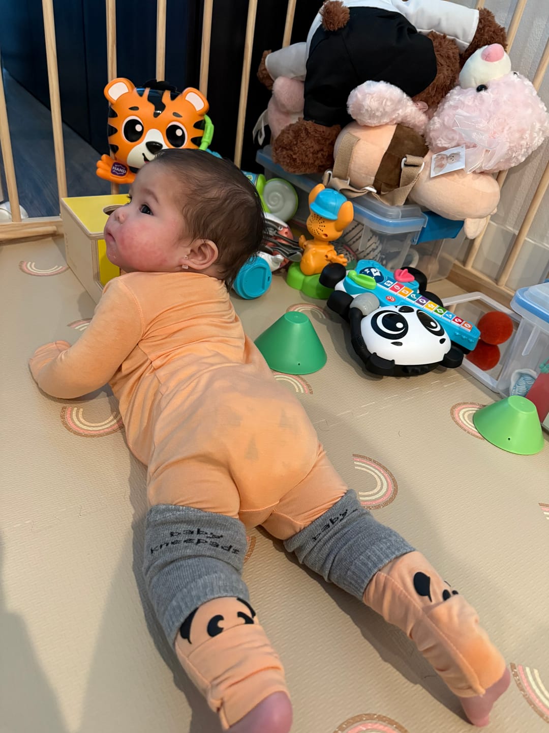 Customer photo review of Peach Fuzz Bamboo Convertible Footie