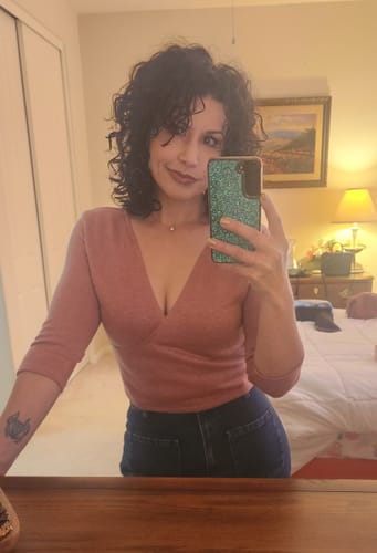 Customer photo review of Allure Top in Pink Sparkle - Vixen by Micheline Pitt