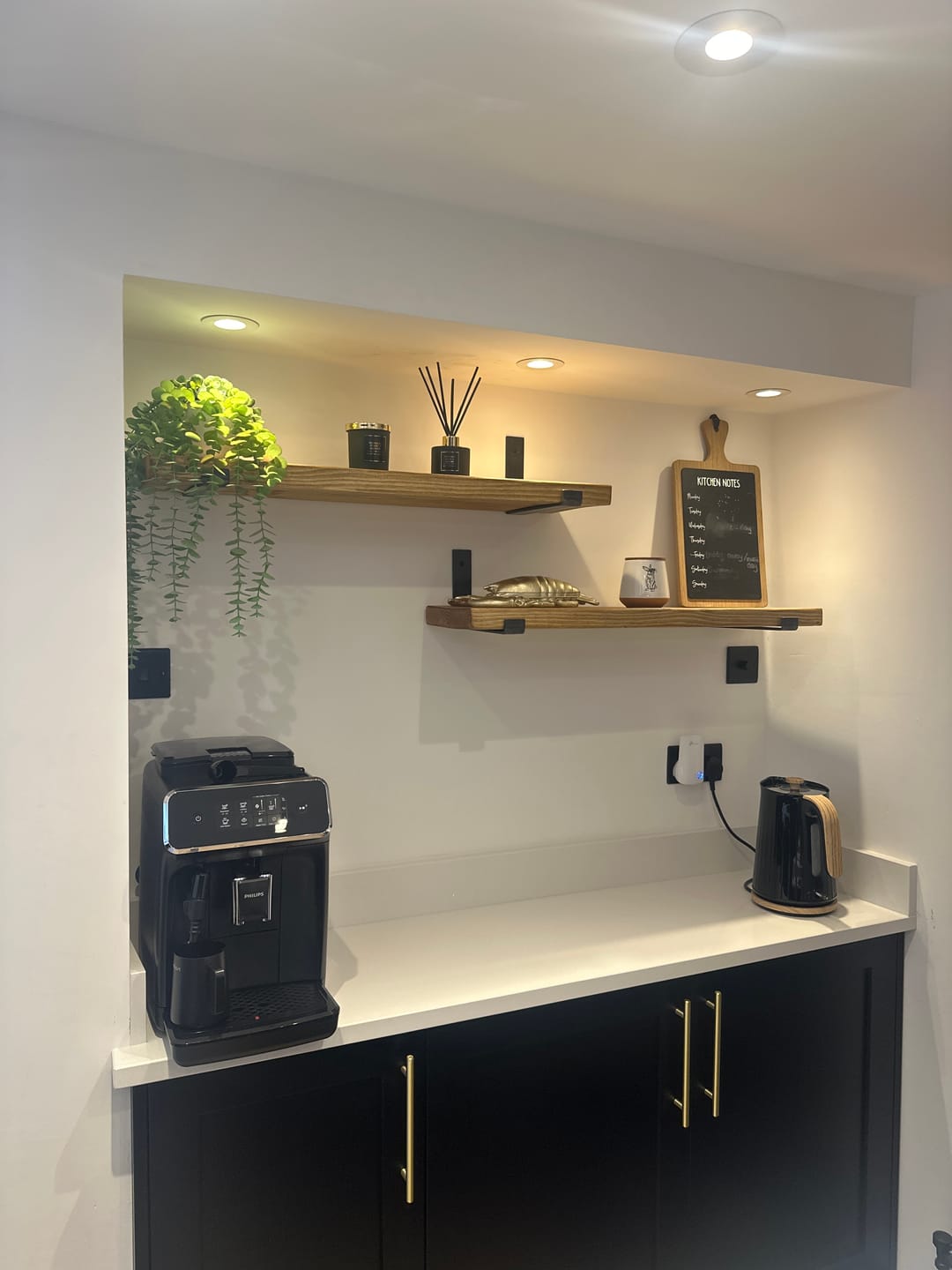 Customer photo review of Set of 2 | Rustic Wooden Wall Shelves with Industrial Style Bracket | 22.5cm depth