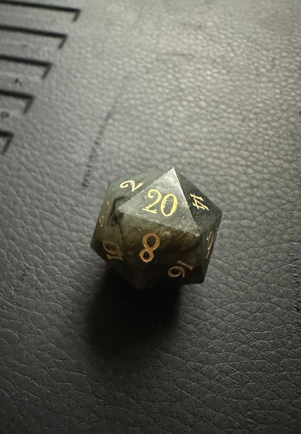 Customer photo review of URWizards D&D Engraved labradorite D20 Dice
