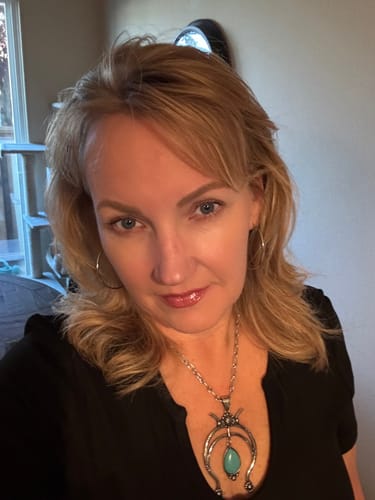 Customer photo review of Western Squash Blossom Pendant Necklace with Teardrop Stone
