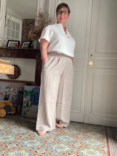 Customer photo review of Pantalon Lazare lin stone wash ficelle