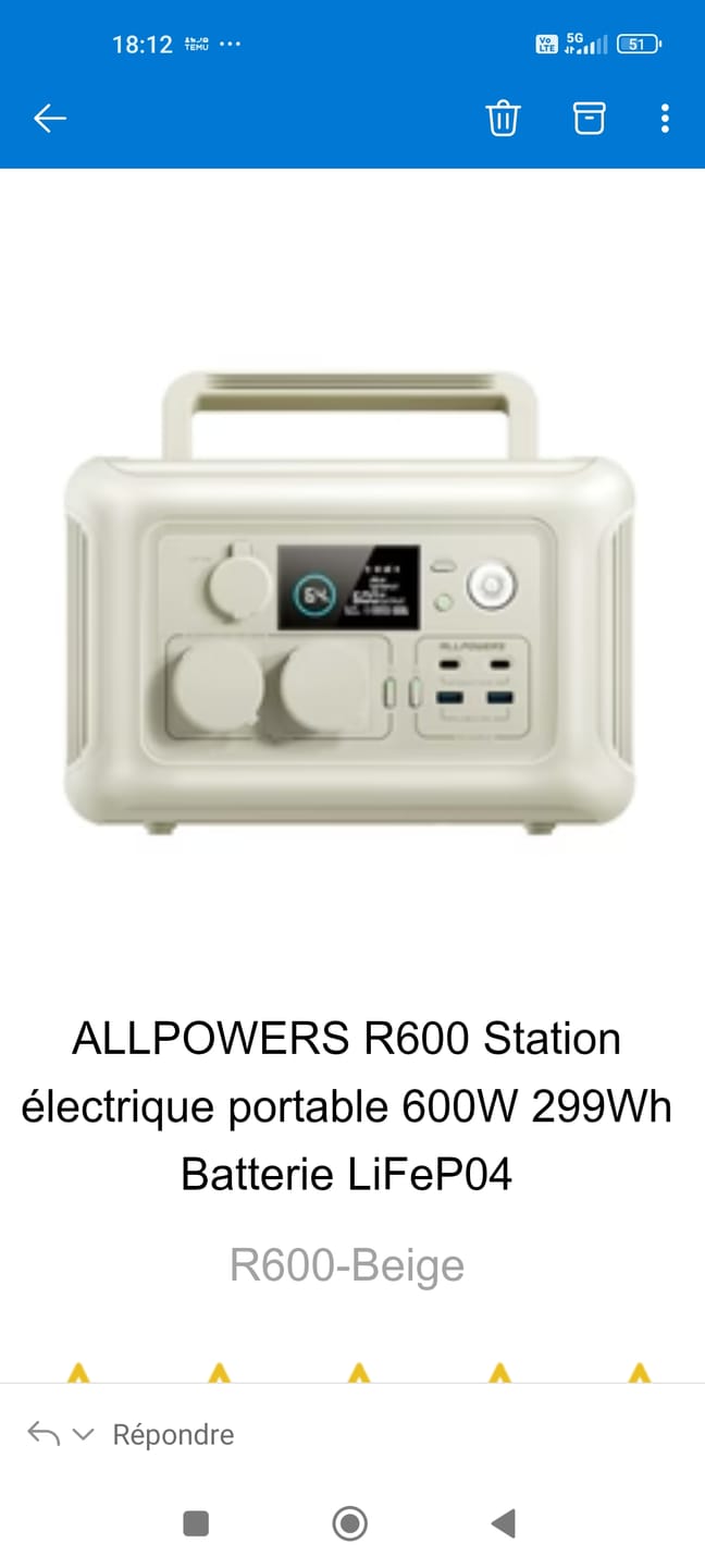 Customer photo review of ALLPOWERS R600 Station électrique portable 600W 299Wh Batterie LiFeP04