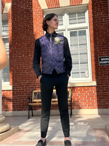 Customer photo review of Ties2you Vest for Men Navy Blue Paisley Vest Tie Hanky Cufflinks Set Waistcoat Suit Set