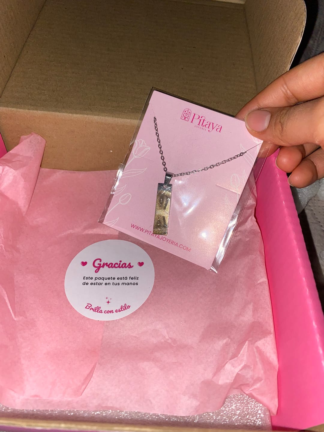 Customer photo review of Collar Placa Vertical Personalizado