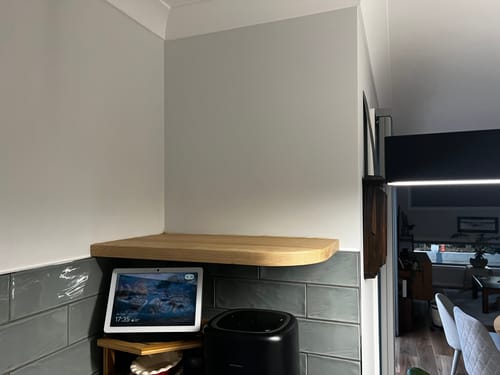 Customer photo review of Curved floating shelf in American Oak - 340mm x 610mm - warehouse sale