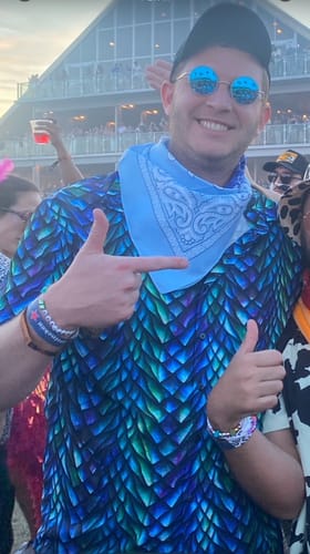 Customer photo review of Turquoise Dragon Scales Pattern Print Men's Shirt