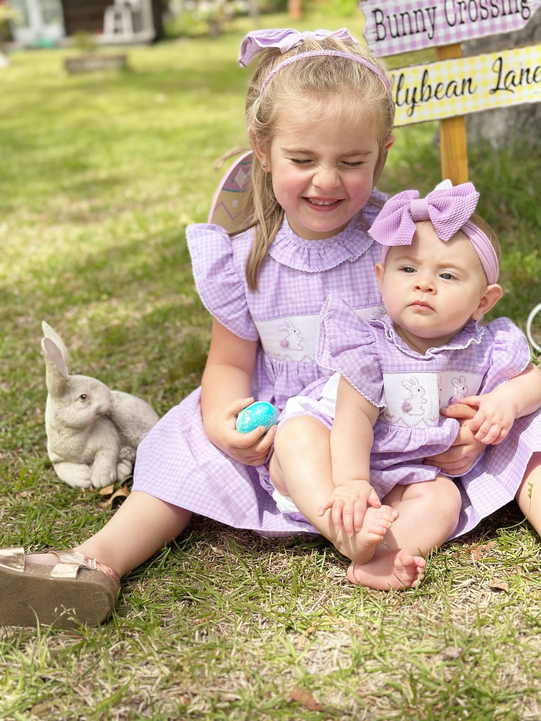 Customer photo review of Easter Friends Smocked Lavender Beverly Bubble