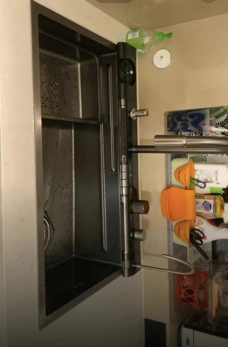Customer photo review of Kitchen Deluxe Waterfall Workstation Sink with Digital Temperature Display Faucet