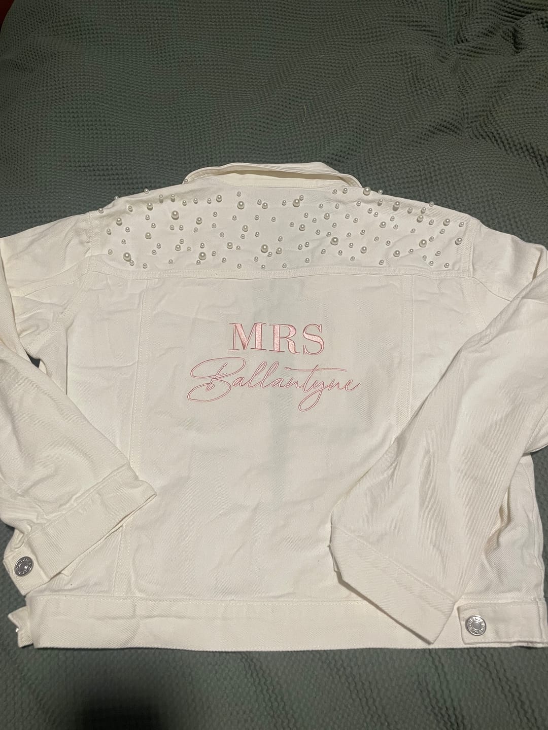 Customer photo review of Deluxe Pearl Denim Jacket