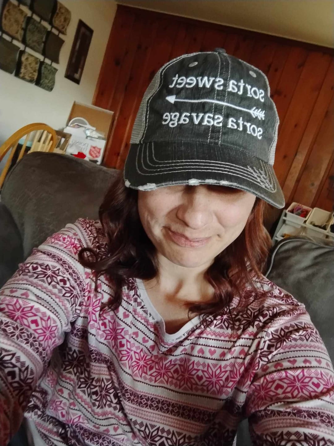 Customer photo review of Sorta Sweet Sorta Savage Trucker Hat