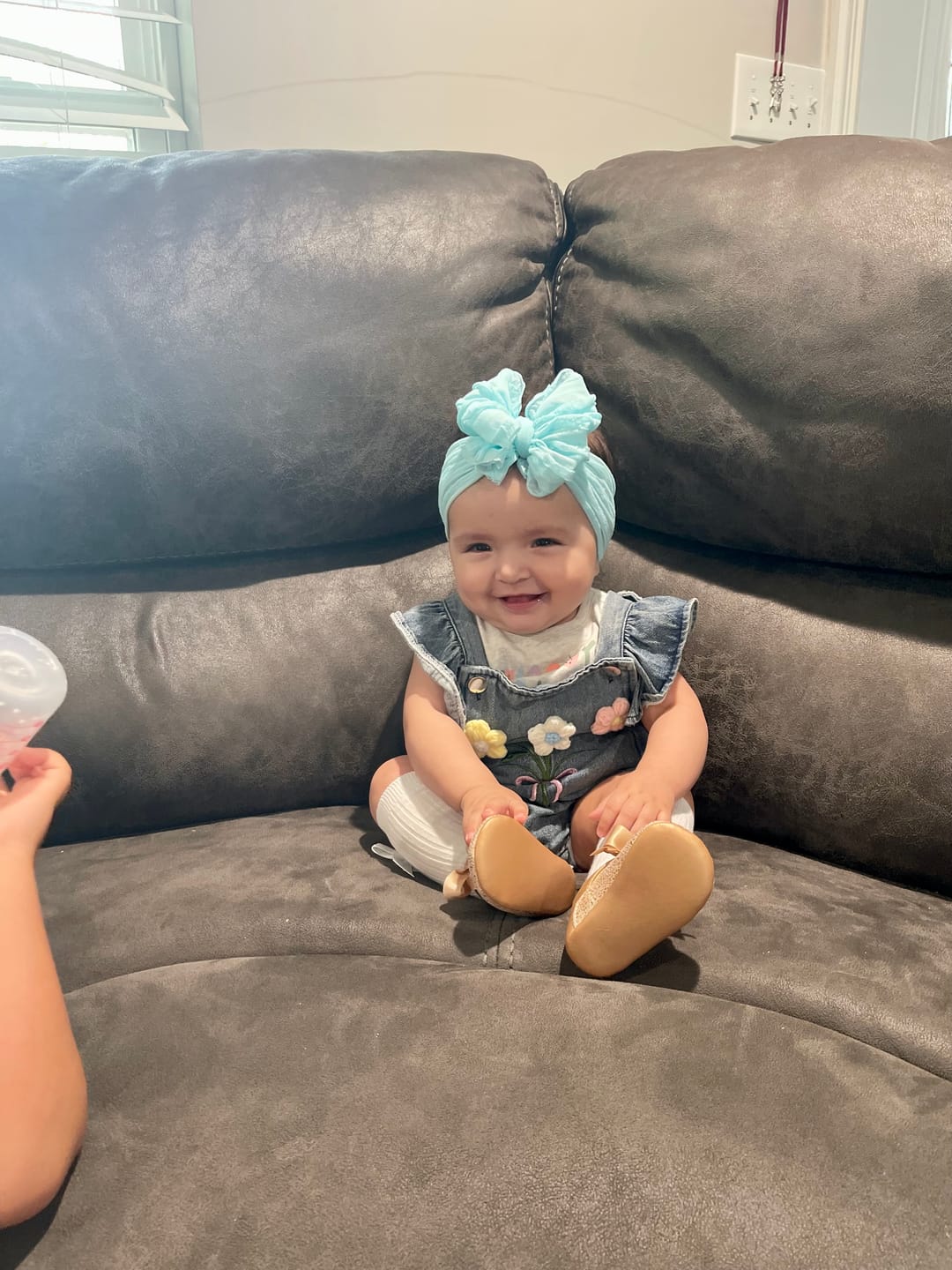 Customer photo review of Ruffled Headband- Aqua