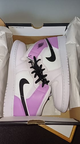 Customer photo review of Jordan 1 Mid Barely Grape (GS)