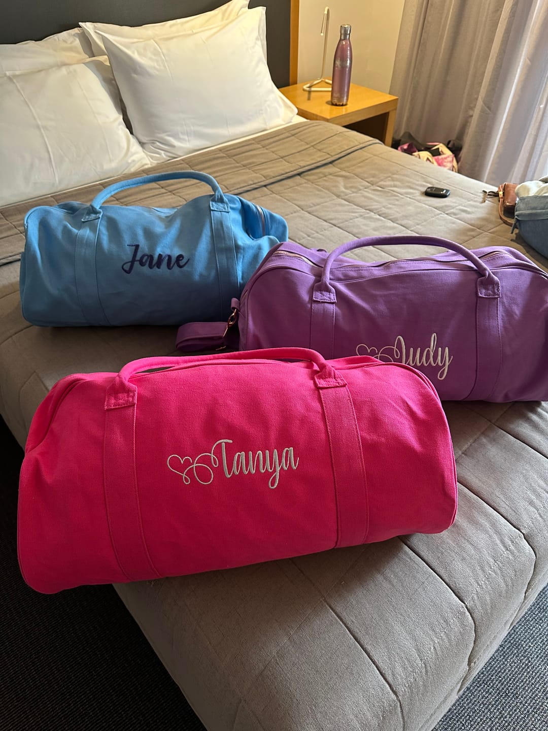 Customer photo review of Raspberry Personalised Duffle Bag