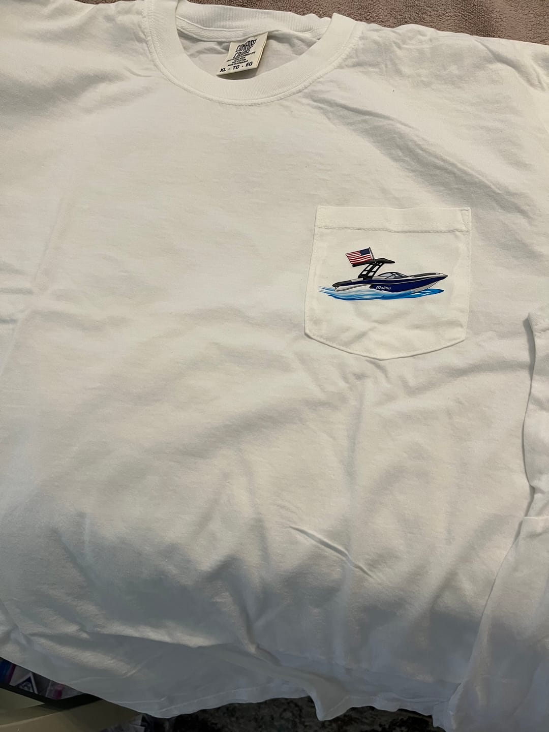 Customer photo review of Custom Boat T-Shirts - With Front Pocket