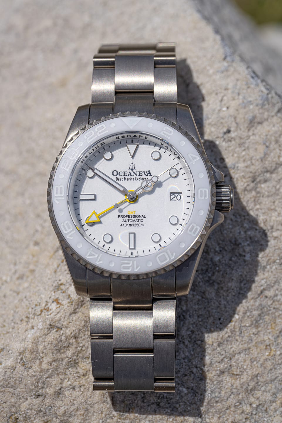Customer photo review of Oceaneva Men's GMT TITANIUM Automatic Deep Marine Explorer 1250M White & Black Ceramic Bezel Watch