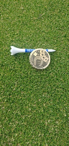 Customer photo review of Golf Ball  Marker Hobo Luck