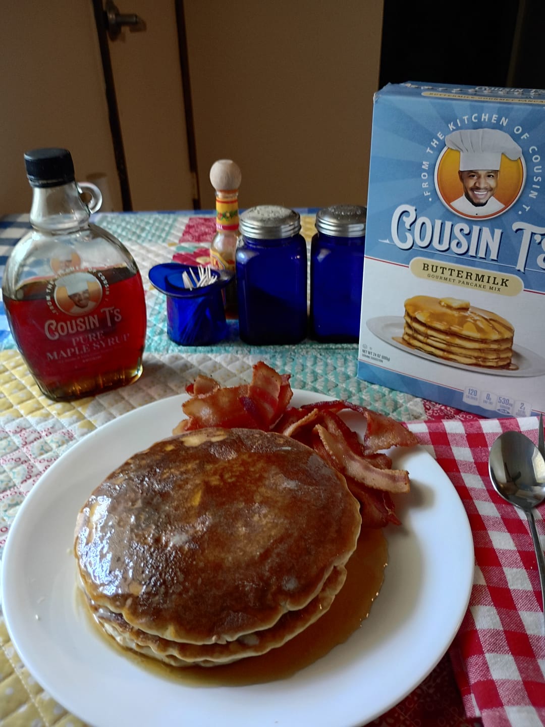 Customer photo review of Cousin T's Maple Syrup & 2 Pack Pancake Mix Bundle