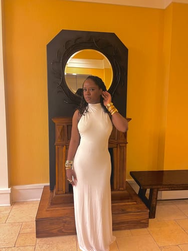 Customer photo review of Modal Halter Maxi Dress