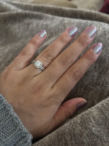 Customer photo review of Halo Cushion CZ Ring Set in Sterling Silver