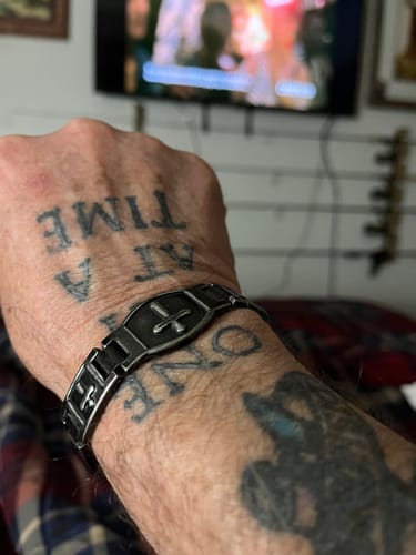 Customer photo review of 'For The Fallen' Arlington Magnetic Bracelet: Helps Pair Veterans With A Service Dog Or Shelter Dog
