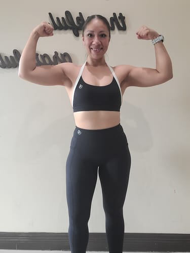 Customer photo review of Black Two-Tone Halter Bra and Legging Set