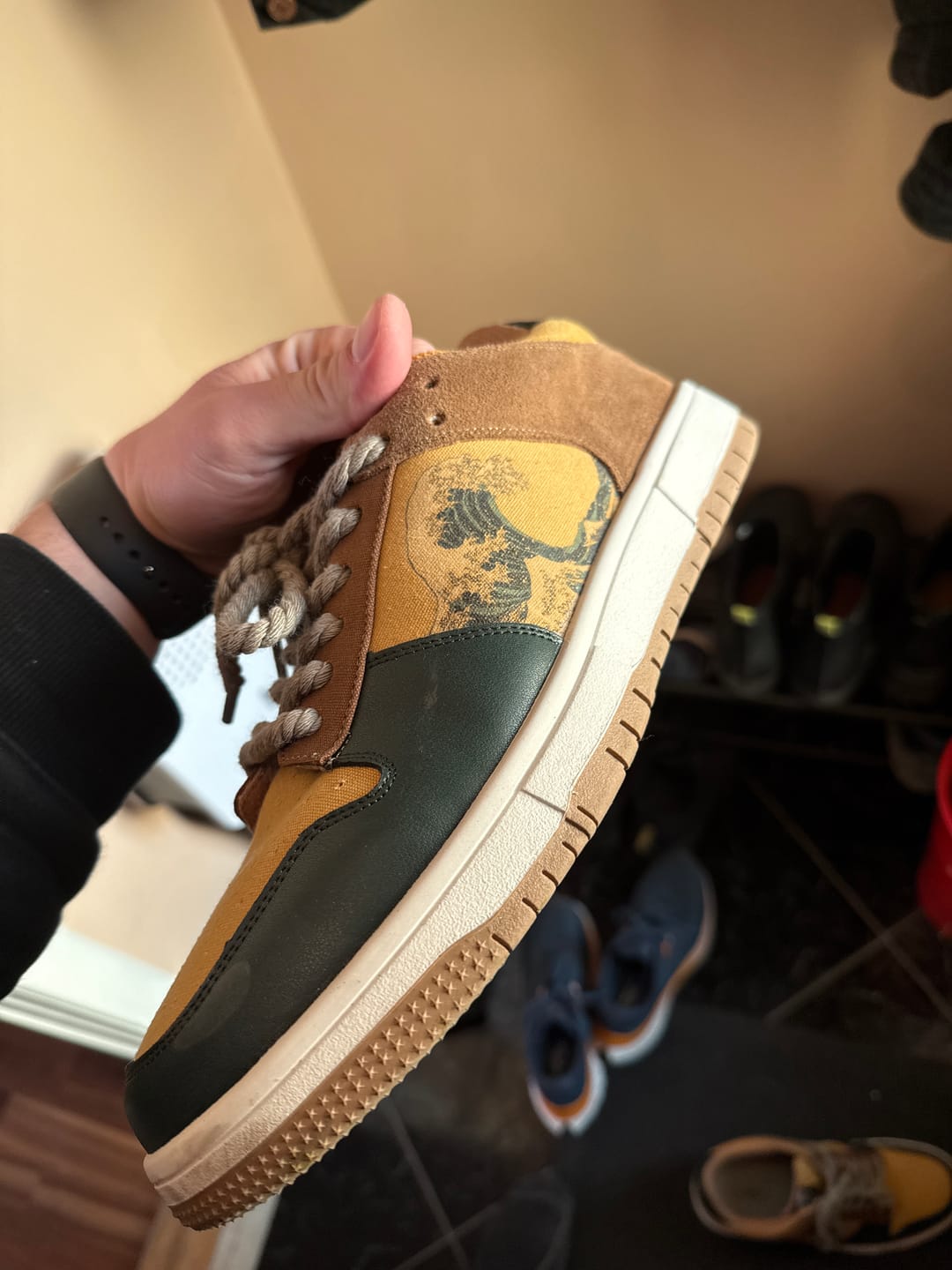 Customer photo review of The great wave off Kanagawa inspired sneakers