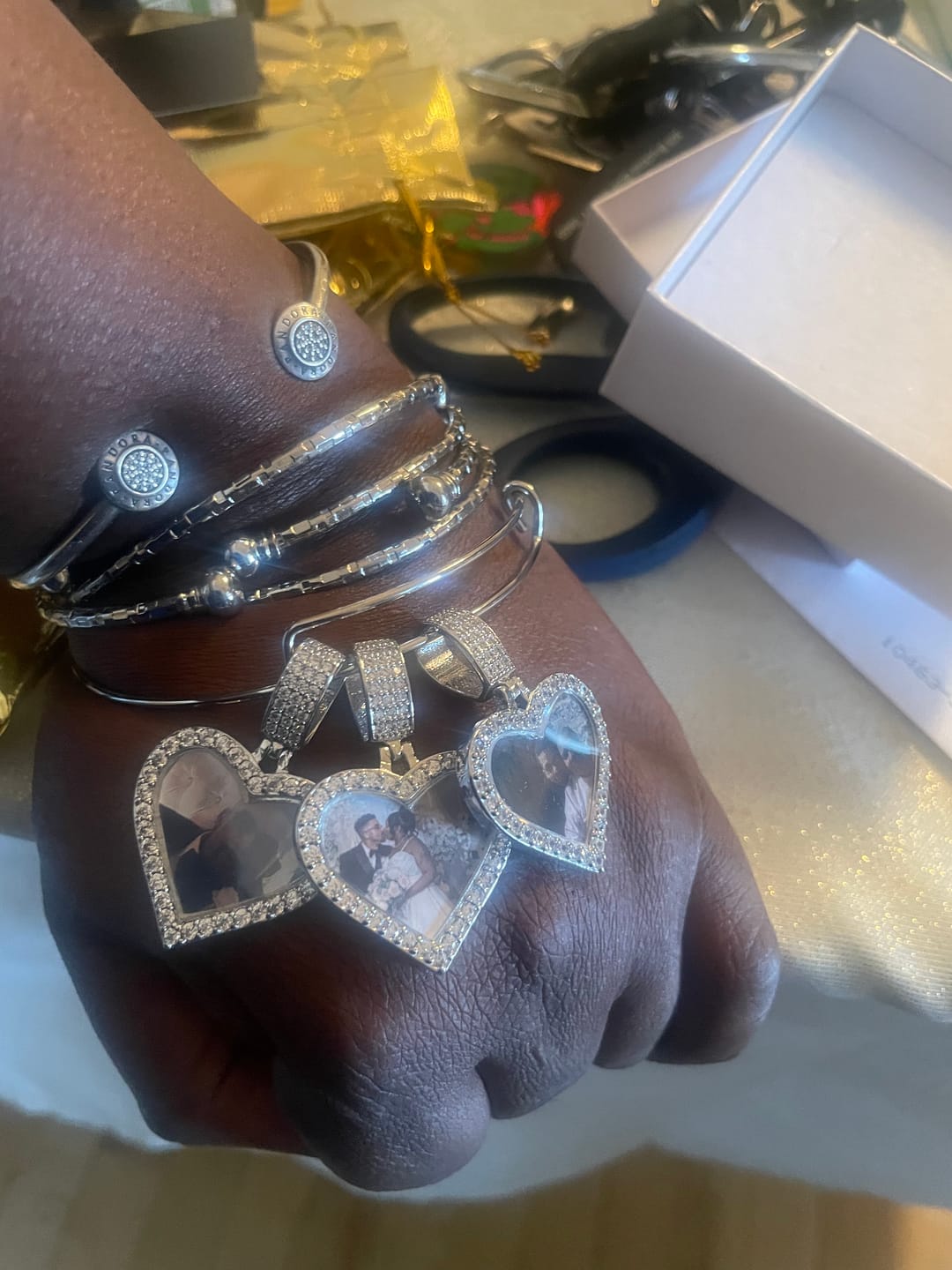 Customer photo review of Hearts Photo Bangle Bracelet