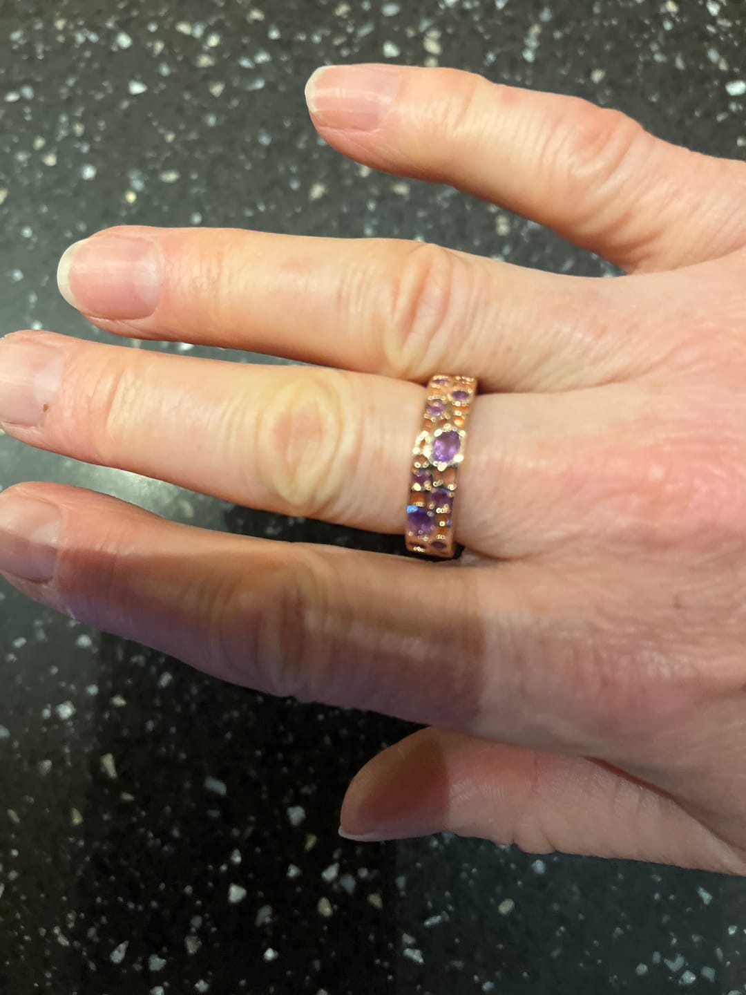 Customer photo review of Amethyst Lattice Band Ring