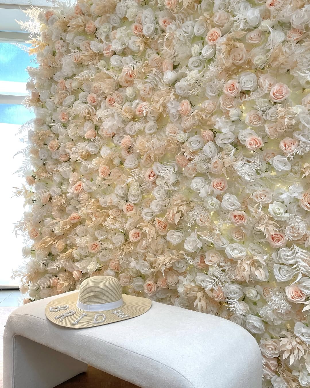 Customer photo review of Aliflowers 5D Champagne White Rose with White leaves for wedding backdrop ALFWL029