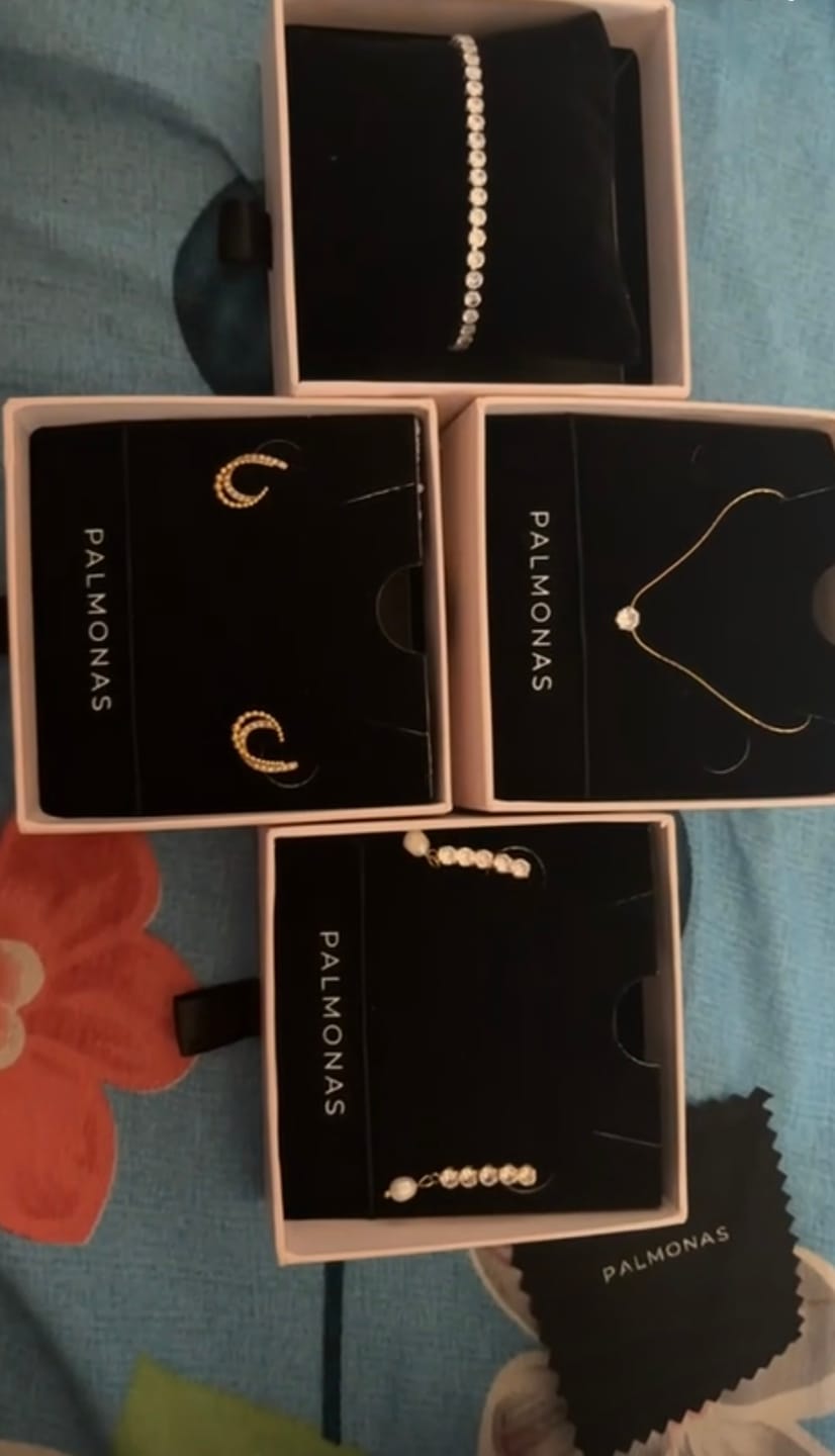 Customer photo review of Almond Stones Stud Earrings