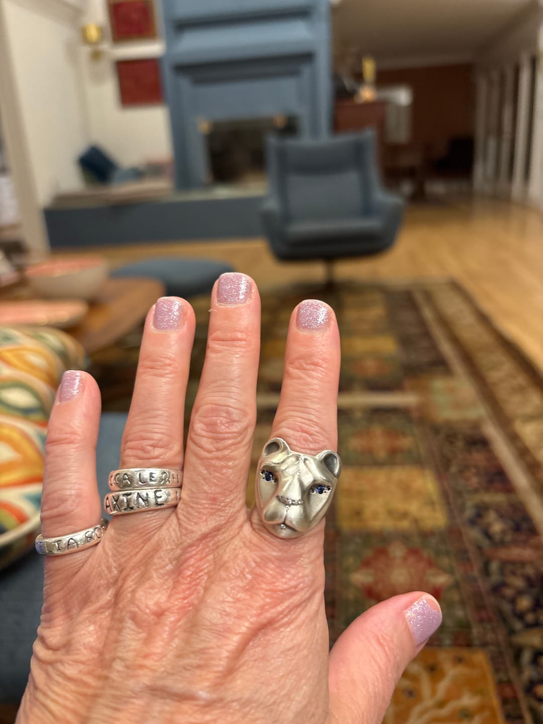 Customer photo review of Blue & White Lioness Ring