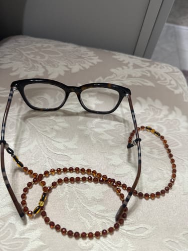 Customer photo review of Baltic Sea Amber + Gemstone || Beaded Eyeglass Necklace - Natural Cognac