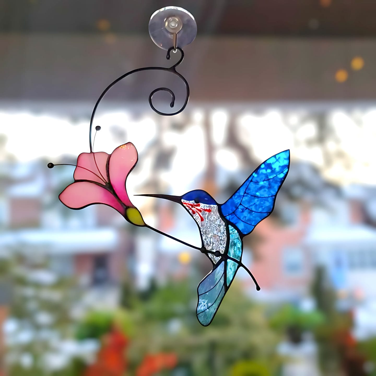 Customer photo review of Blue Flying Hummingbird with Flower