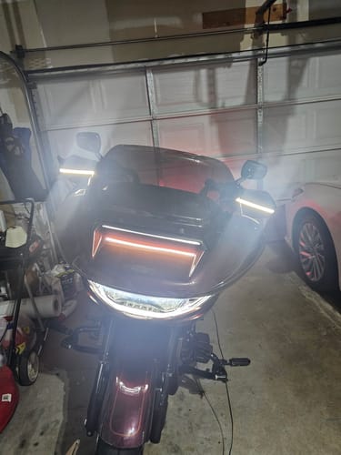 Customer photo review of Color Matched hand guard with LED for Harley Touring & Softails