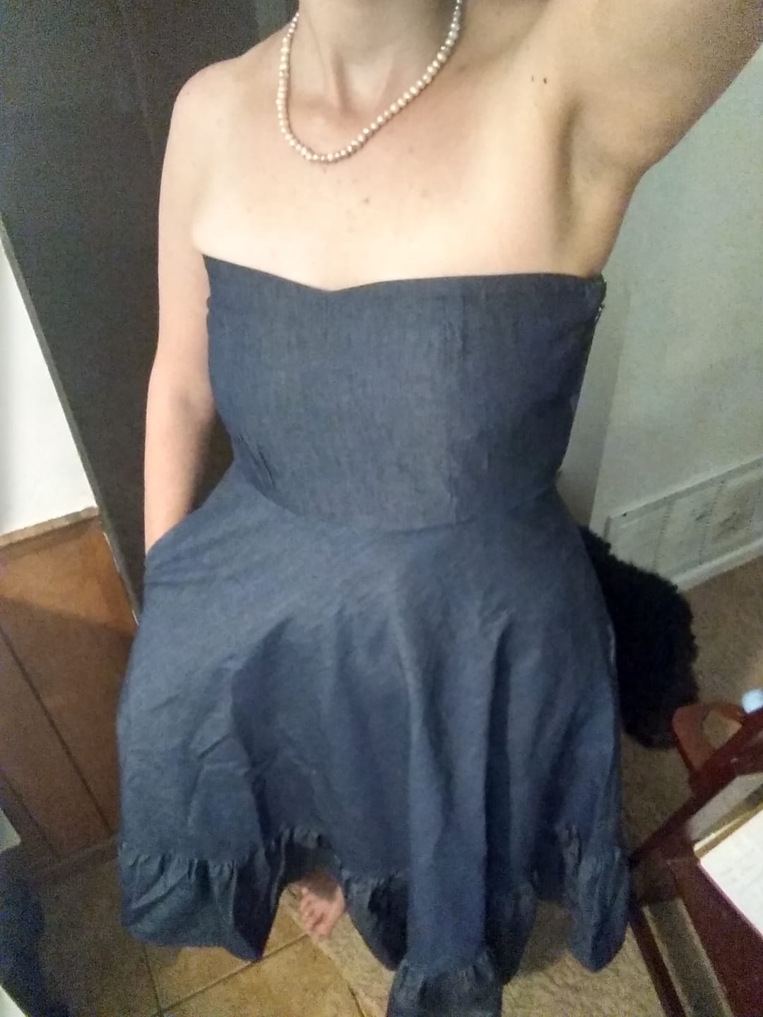 Customer photo review of Indigo Cotton Denim Flared Maxi Tube Dress