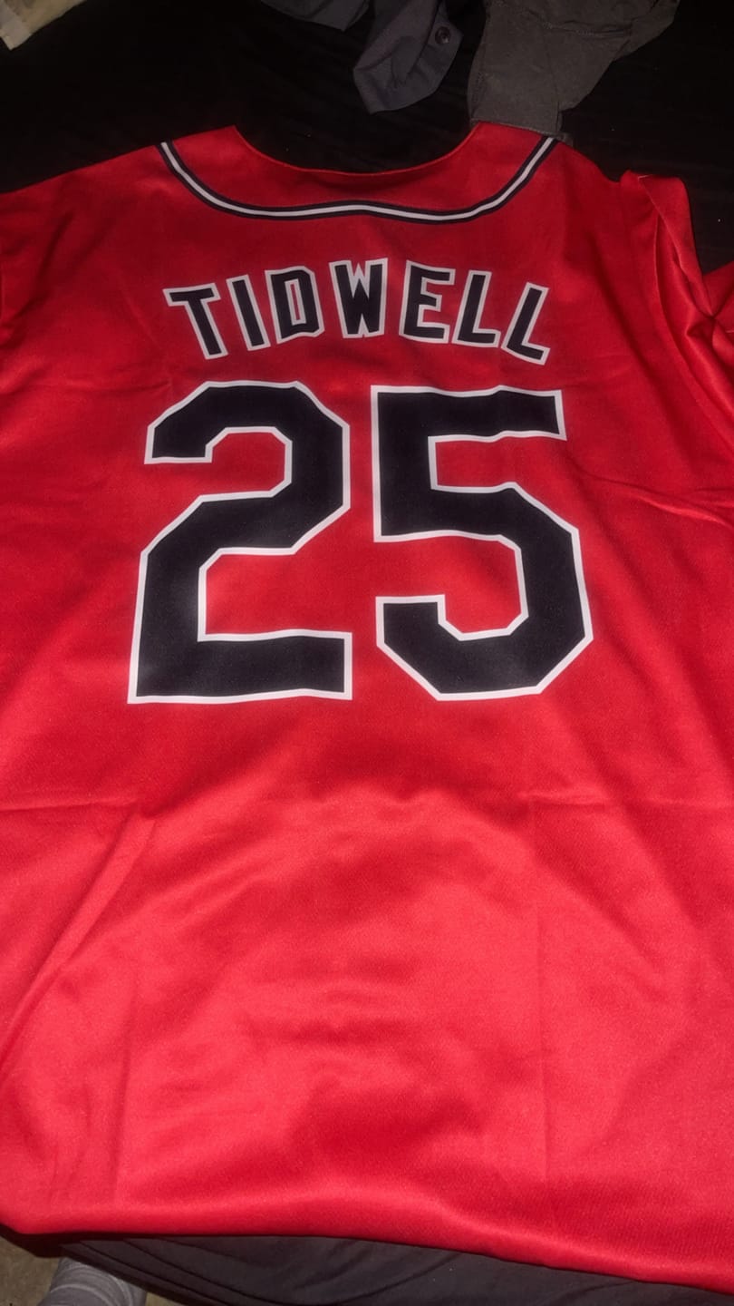 Customer photo review of Custom Red Black-White Solider Classic Style Authentic Baseball Jersey