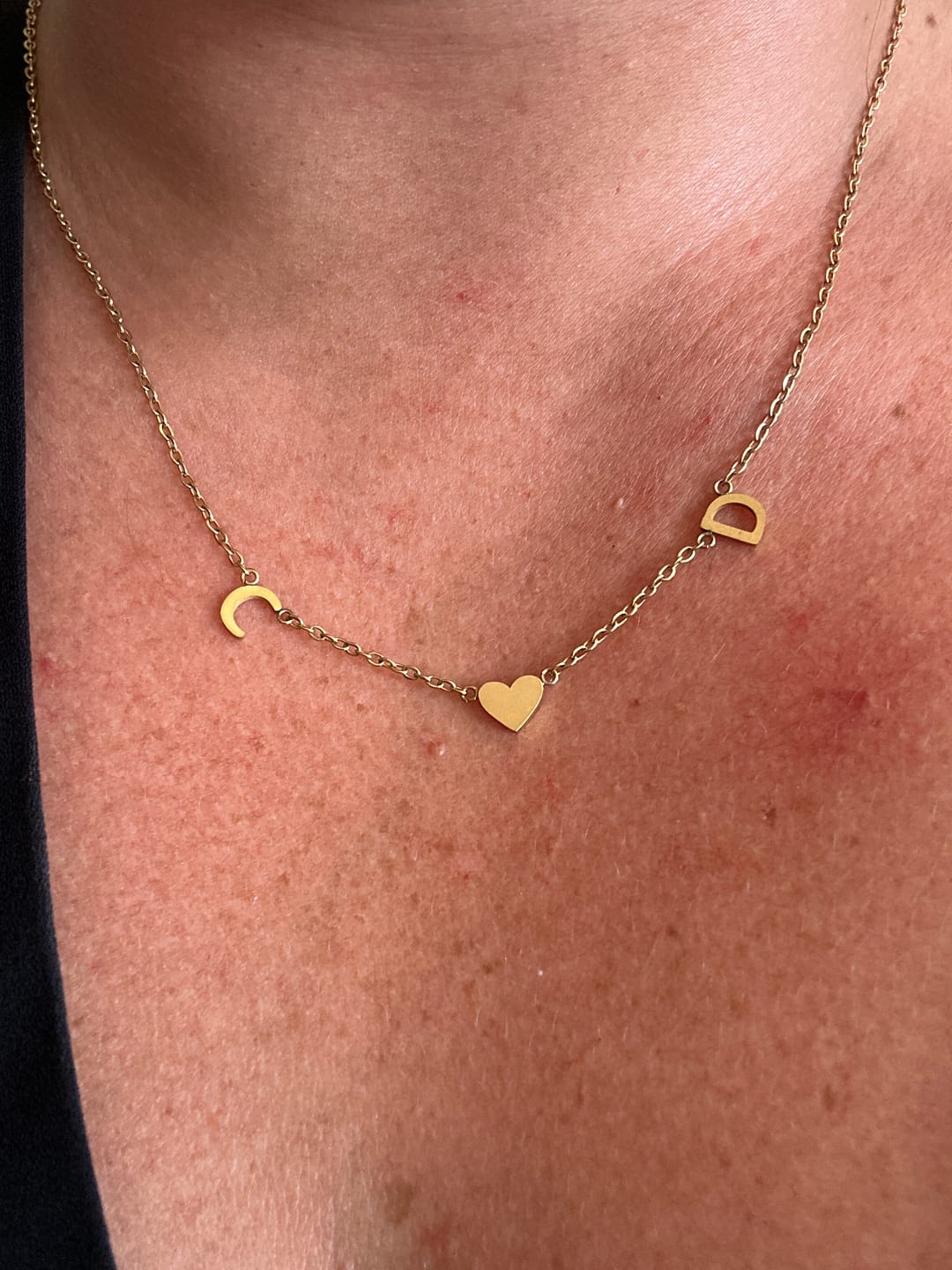 Customer photo review of The Original Initial Letter Solid Heart Necklace