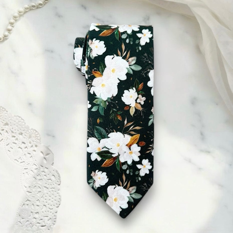Customer photo review of Emerald Green Floral Tie, Mens Necktie for Wedding