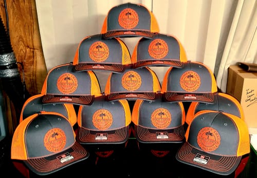 Customer photo review of Thick Leatherette Sheet - Neon Orange / Black (12"x24")