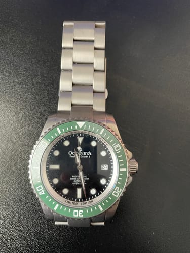 Customer photo review of Oceaneva Men's Deep Marine Explorer II 1250M Titanium Watch Black and Green