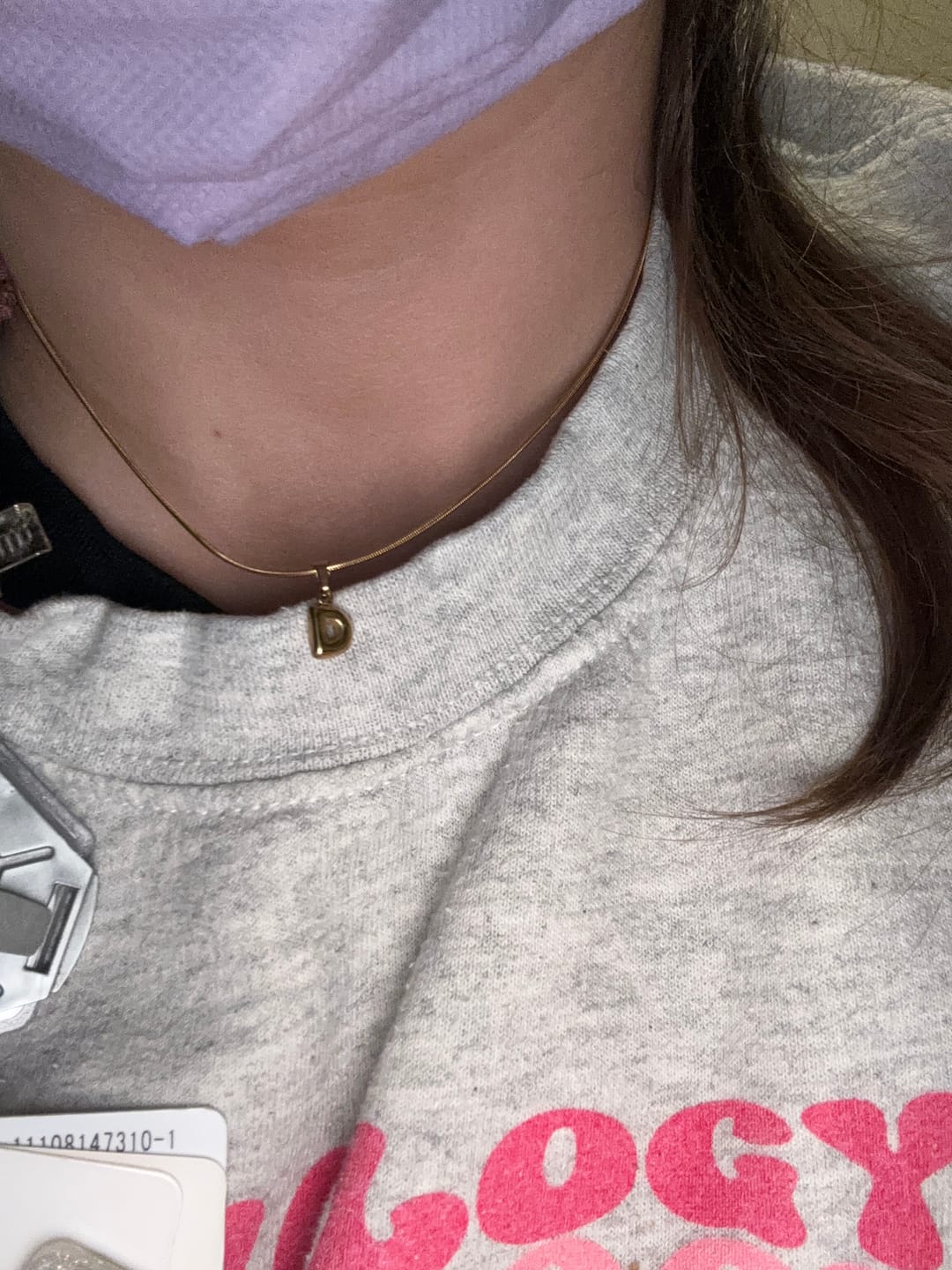 Customer photo review of Bubble Letter Necklace