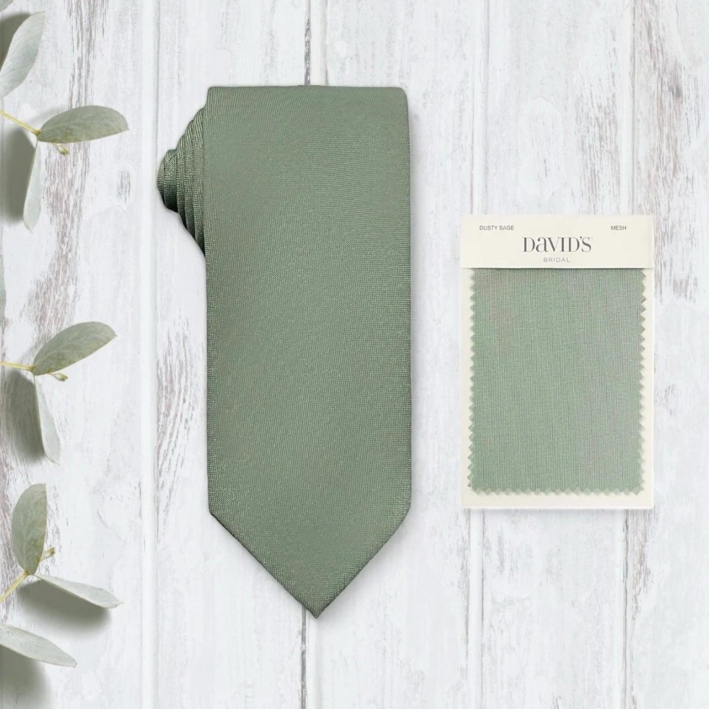 Customer photo review of Dusty Sage Necktie- Men’s Tie for Wedding