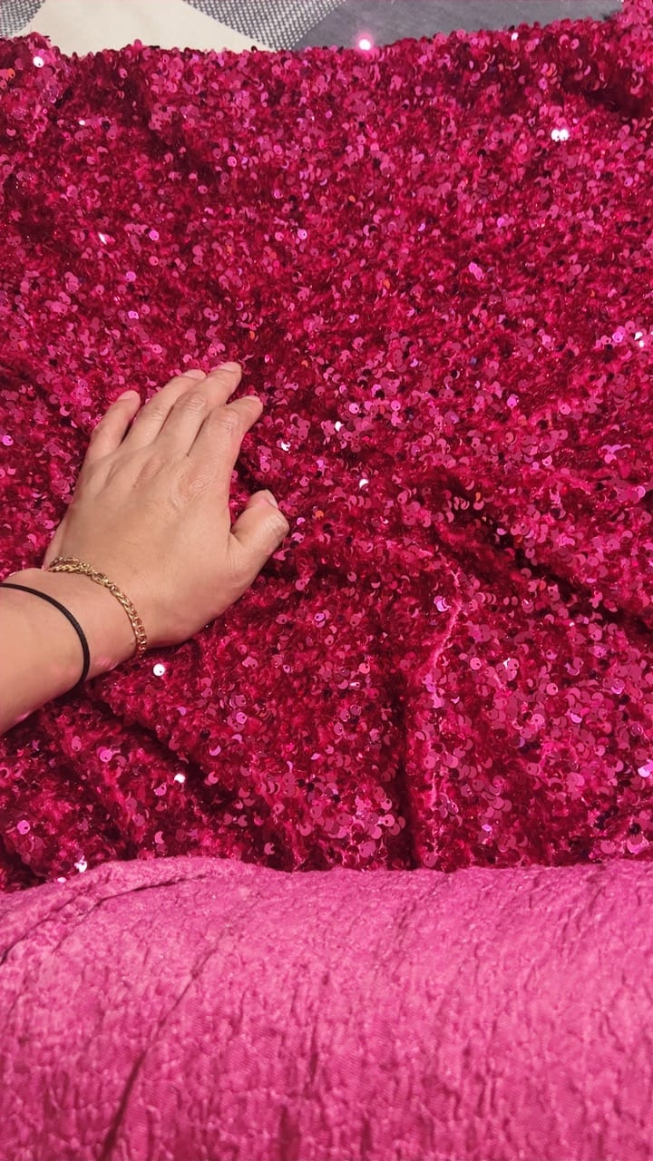 Customer photo review of Fuchsia Sequin on Velvet