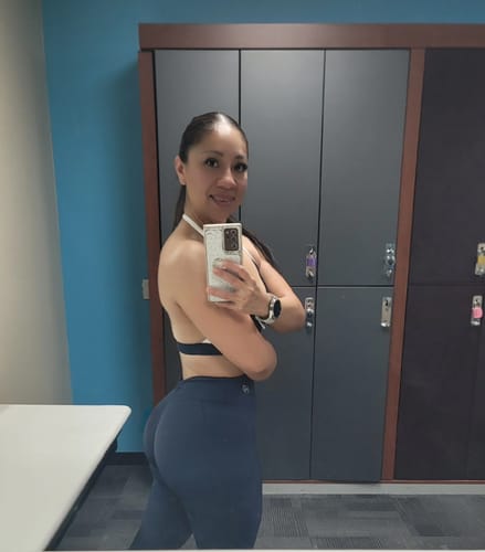 Customer photo review of Navy Two-Tone Halter Bra and Legging Set