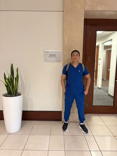 Customer photo review of Jogger MoveTech® Scrub Pants - Men / Cobalt Blue