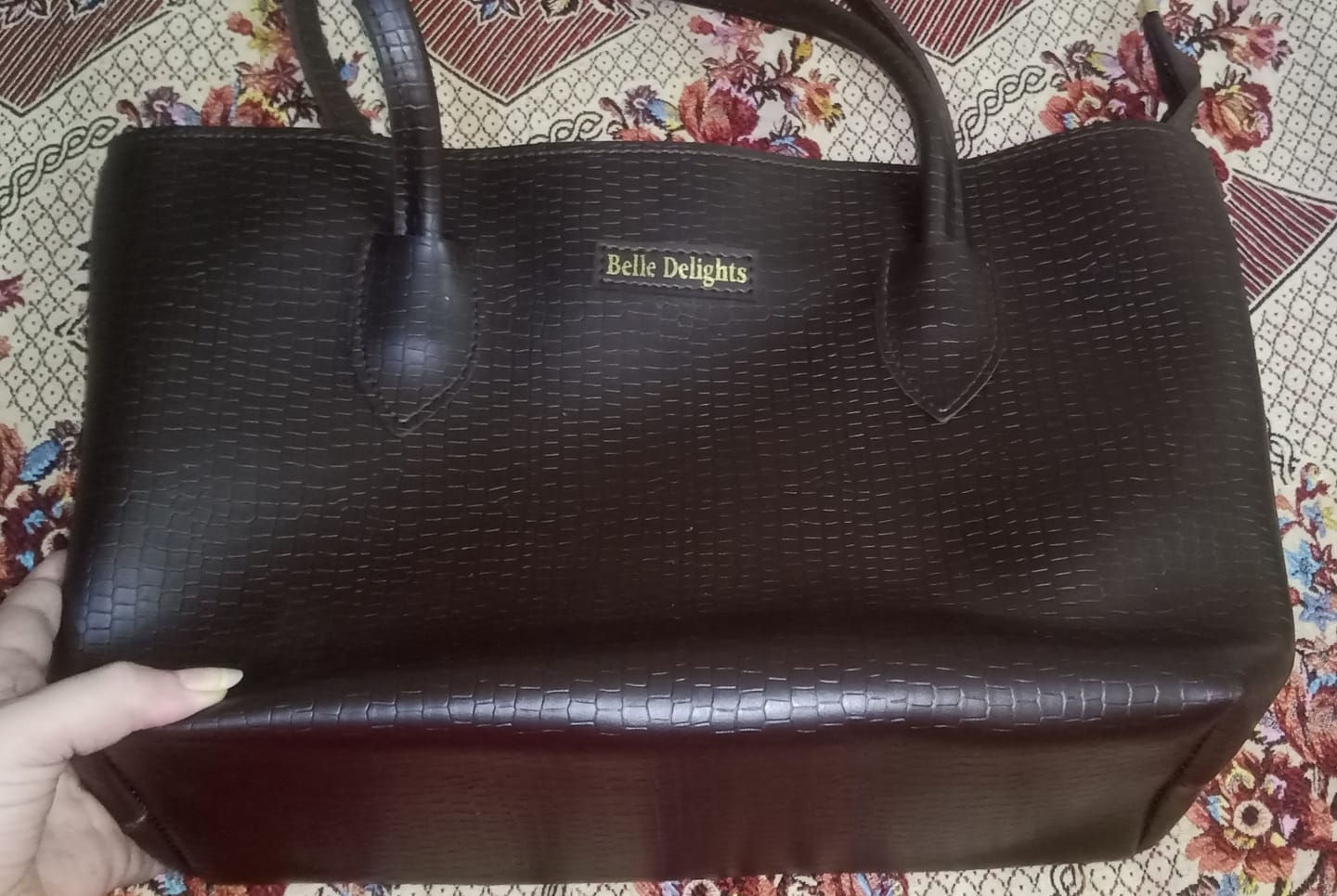 Customer photo review of Brown Belle Croc Tote Bag