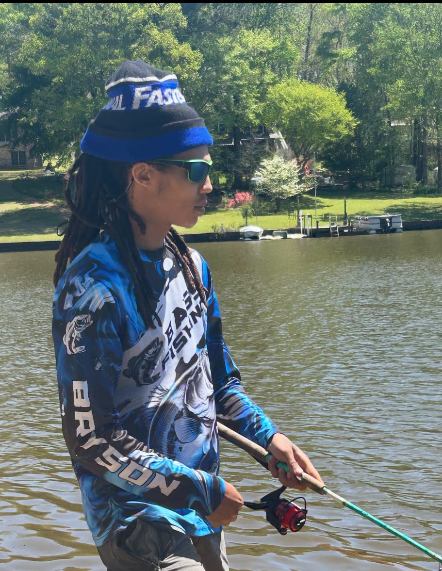 Customer photo review of Personalized Bass Fishing Jerseys, Bass Long Sleeve Tournament Fishing Shirts For Men | Blue Camo IPHW5833